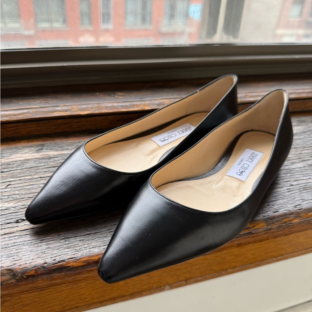 Jimmy Choo Black Leather Women's Flats